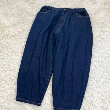 해피 마릴린 와이드 데님 팬츠 면 100 일본제 7L-8L 빅 사이즈