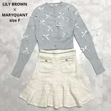 LILY BROWN MARY QUANT 트위드 니트 스커트 화이트