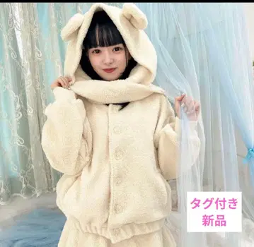 ROJITA 로지타 곰돌이 귀 머플러 포함 복슬복슬 셋업