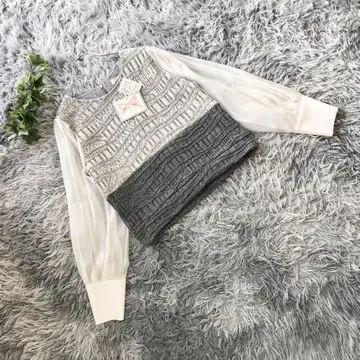 Titilate Valet [ F ] 배색 크롭 니트 뒷면 지퍼 신규 택