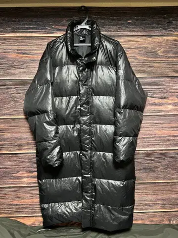 데상트 남성용 블랙 롱 벤치 코트