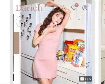 Darich 컷 리본 니트 미니 원피스