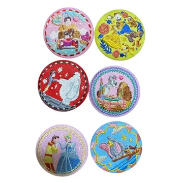 디즈니 프린세스 자수 핀 배지 6개 세트