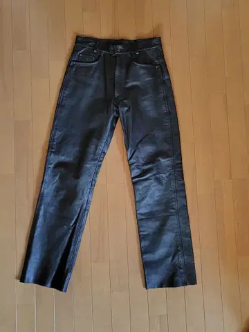 남성용 가죽 팬츠 블랙 스트레이트