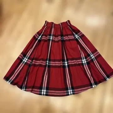 BEAMS BOY 레드 체크 플레어 스커트