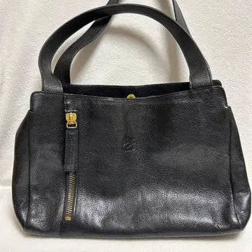 IL BISONTE 블랙 가죽 핸드백