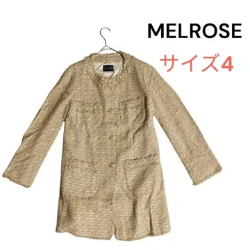 [ MELROSE ] 멜로즈 트위드 코트 베이지 미들 기장 골드 버튼 4