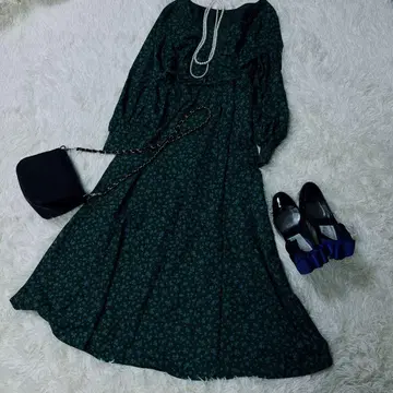 플라워 프린트 원피스 다크 그린