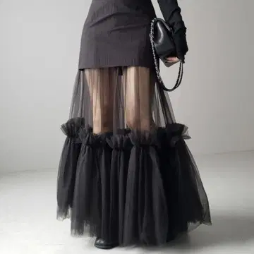 [이너 팬츠 안감 포함] 시어 도킹 볼륨 레이어드 샤샤 스커트