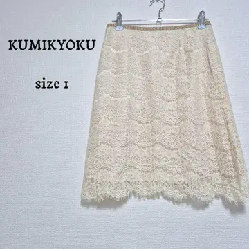 KUMIKYOKU 쿠미쿄쿠 전체 레이스 고급 타이트 스커트 아이보리 S
