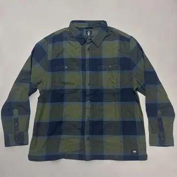 VANS 긴팔 플란넬 셔츠 올리브 그린 x 네이비