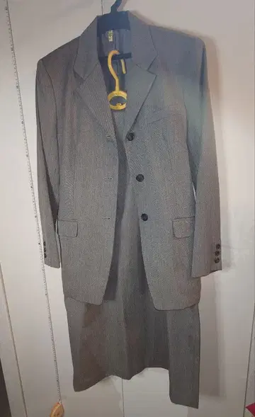 그레이 스트라이프 스커트 수트 상하의 세트