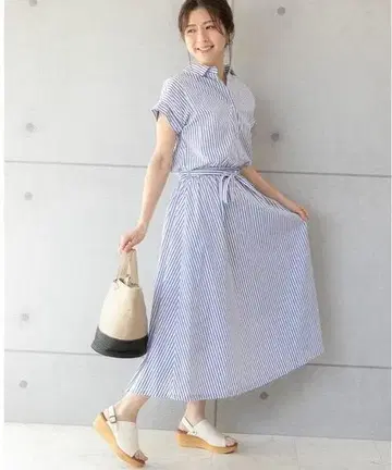 스트라이프 셔츠 원피스 [ PREFERIR ]