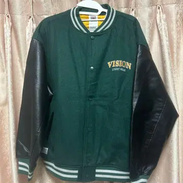 VISION 바시티 자켓 다크 그린/블랙