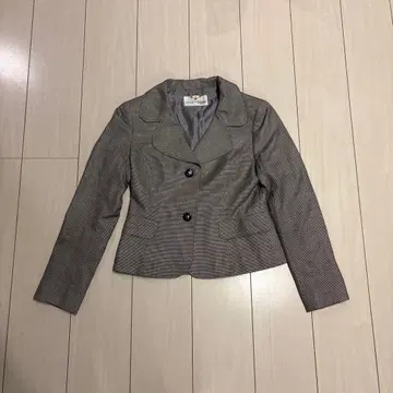 쿠레쥬 체크 무늬 테일러드 자켓