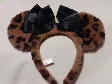 미니 머리띠 레오파드 무늬&블랙 리본
