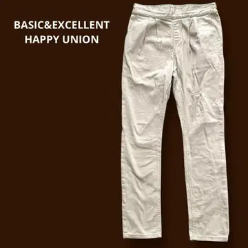 HAPPY UNION 스키니 팬츠 캐주얼 팬츠 베이지 M 얇은 소재