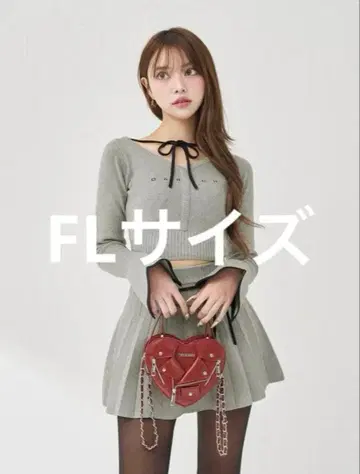 Darich 허리 오픈 리본 디자인 니트 미니 원피스 GRY FL