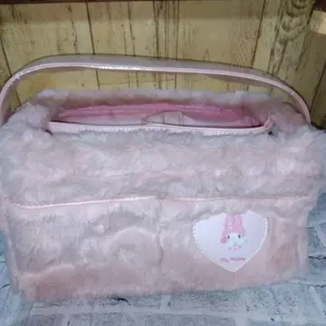 My Melody 퍼 보관 케이스 손잡이 포함 백 핑크