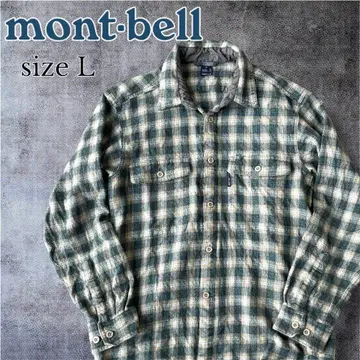 몽벨 울 100% 긴팔 셔츠 L 중간 두께 보온 체크 셔츠 L