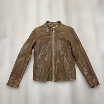 브라운 가죽 자켓 집업