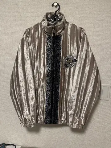 GALFY 실버 빅 로고 자수 레오파드 블루종 L 사이즈