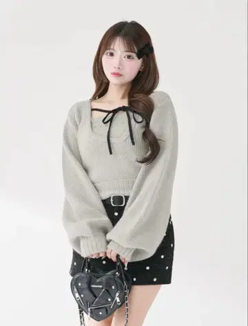 다리치 아지메 레이어드 니트탑 GRY