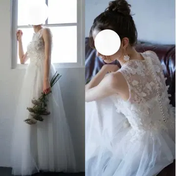 [ DRESS PRODUCTION ] 플라워 레이스 슬리브리스 튤 드레스