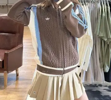 일본 미입고 adidas 케이블 니트 집업 스웨터