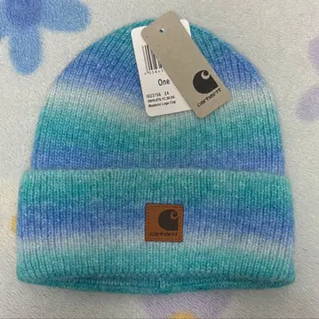 Carhartt 니트 모자 파랑 스카이블루 그라데이션