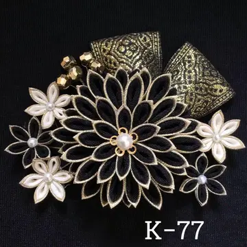 츠마미자이쿠 머리 장식 성인식 졸업식 사전 촬영 블랙 골드