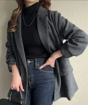 junoah 하운드투스 체크 더블 테일러드 자켓