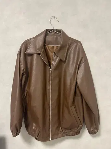 브라운 합성 피혁 자켓