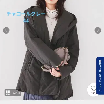 UNTITLED 워셔블 미들 기장 경량 나일론 충전솜 코트 차콜 그레이