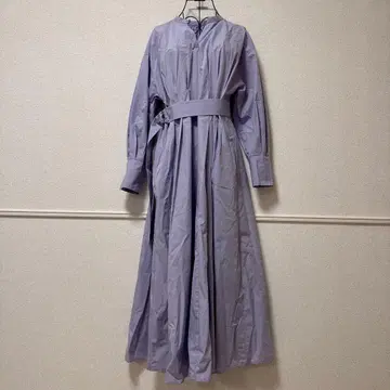 연보라색 긴팔 롱 셔츠 원피스