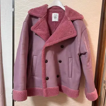 jouetie 핑크 더블 브레스트 무스탕 코트