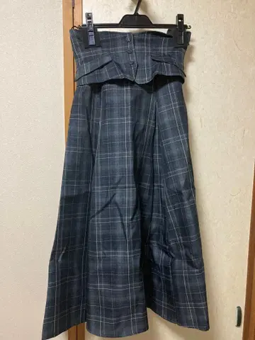 dazzlin 베스트 코르셋 레이스업 스커트 체크