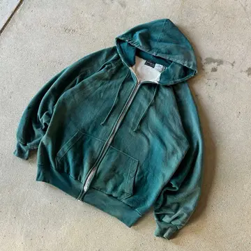 80s 써멀 더블 페이스 지퍼 후드티 루마니아산 페이드