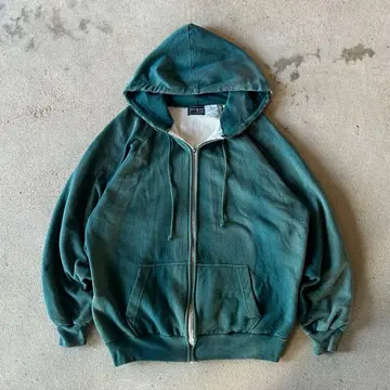 80s 써멀 더블 페이스 지퍼 후드티 루마니아산 페이드