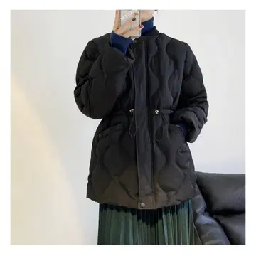 웨이브리 Weverry 퀼팅 아우터 허리 마크 포함 블랙