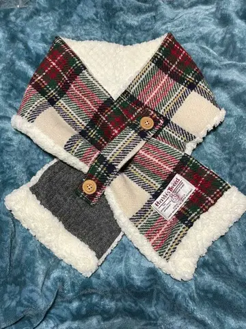 해리스 트위드 체크 무늬 넥워머