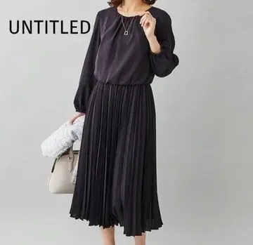 UNTITLED 다크 네이비 조젯 플리츠 원피스