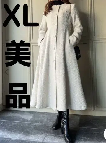 새상품급 JUNOAH 주노아 트위드 롱 플레어 코트 겨울 빅 사이즈 XL