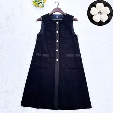 23년 카탈로그 게재 M'S GRACY 플라워 버튼 트위드 원피스 블랙