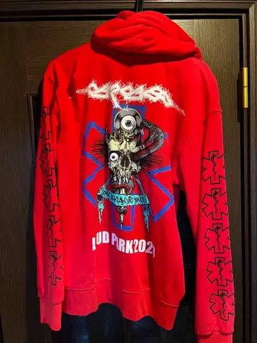 carcass LUD PARK 2021 빨간색 집업 후드티 사이즈 L