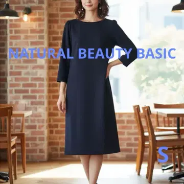 NATURAL BEAUTY BASIC 벨로아 포인트 네이비 원피스
