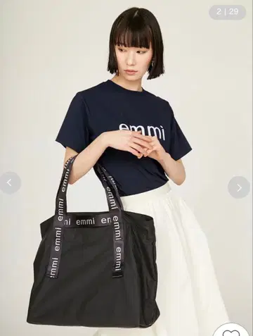 emmi 로고 빅 토트백 블랙 에코백