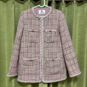 MARVALAS 트위드 노카라 자켓 S 사이즈 핑크