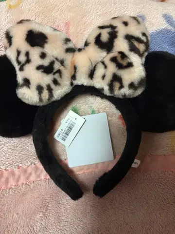 택 포함 새상품 미니 마우스 머리띠 레오파드 무늬