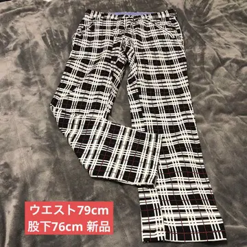 체크 무늬 남성 바지 스트레이트 레그